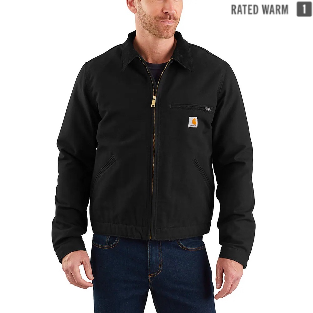 Carhartt Duck Blanket Lined Detroit Zip Up Jacket Black